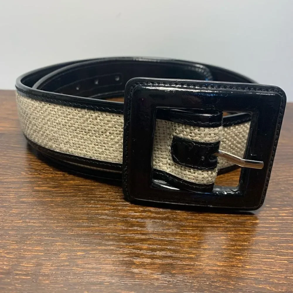 Belt faux patent leather jute, size small